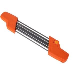 Chainsaw Sharpening File Kit, Metal Chain Sharpener Tool with 13/64″ Round Files and Flat File, Fits 3/8″ & .404″ Chains – Orange