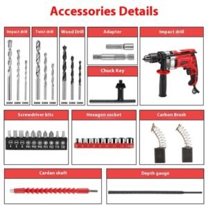Electric Hand Drill Impact Drill Rechargeable High-power Electric Tools – 7013 Plastic Box, EU